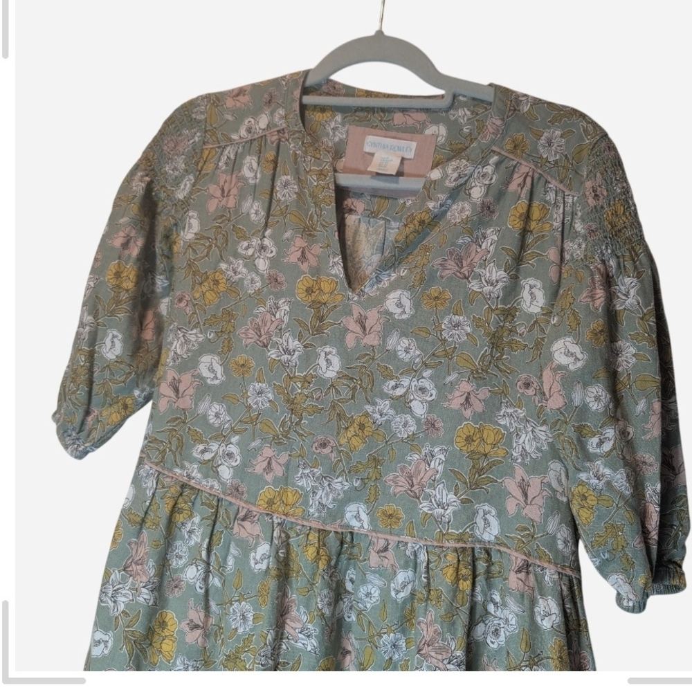 Pre-owned Cynthia Rowley Green and Pink Floral Dress - Picture 3 of 8